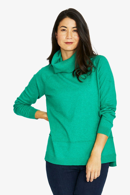 Womens Raglan Cowl Pullover Green 60611050a