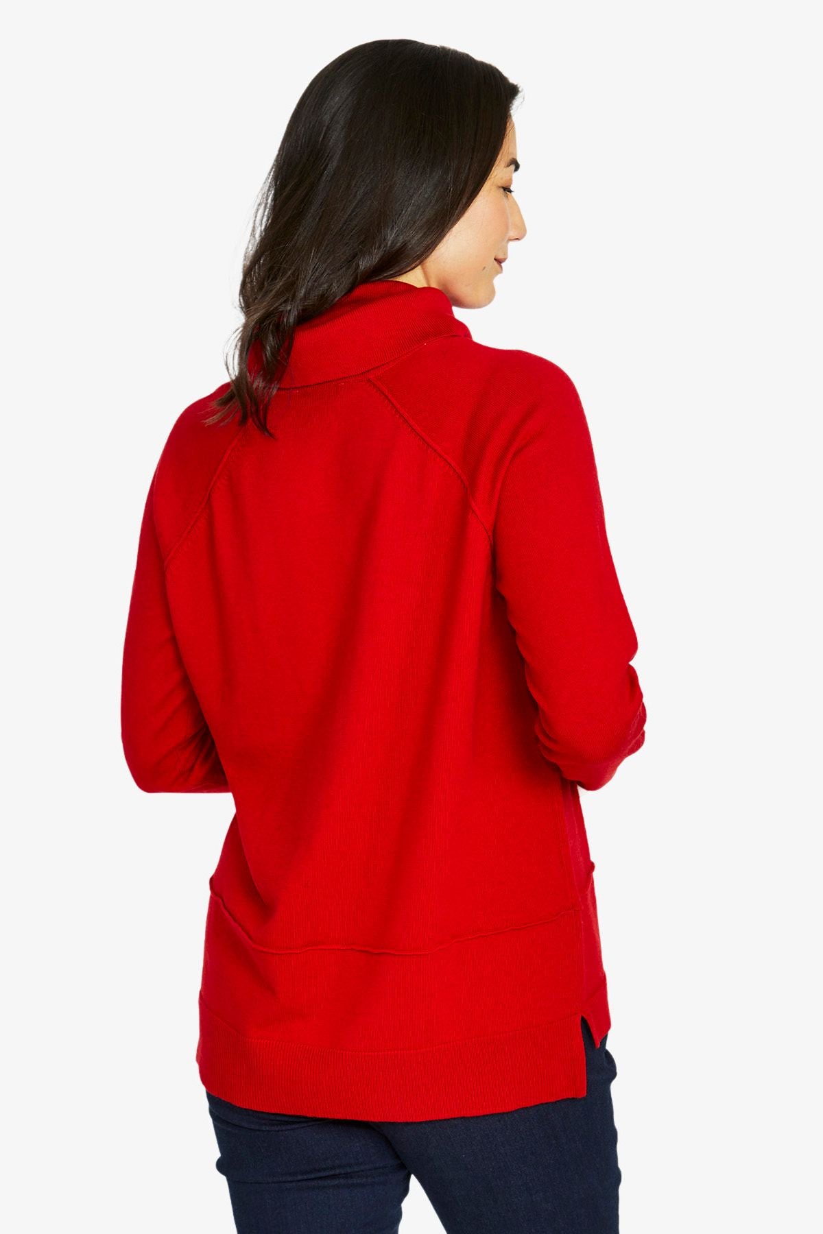 Womens Raglan Cowl Pullover Red 60611050a