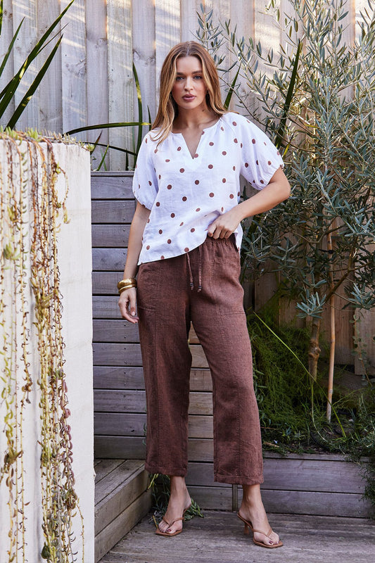 Womens Relaxed Drawstring Pant Brown 616j7024a