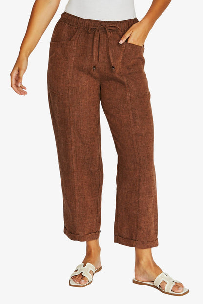 Womens Relaxed Drawstring Pant Brown 616j7024a