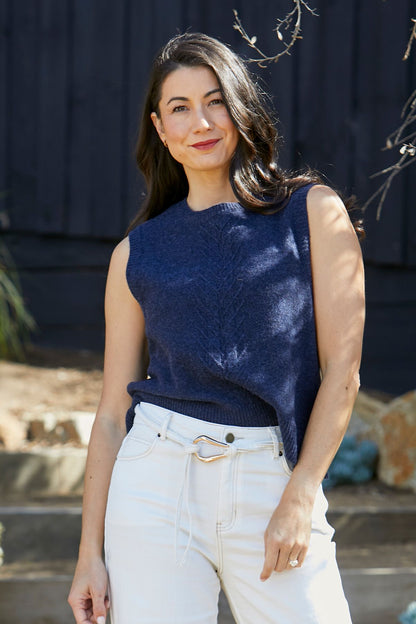 Womens Reverse Jersey Vest Navy 60611069a