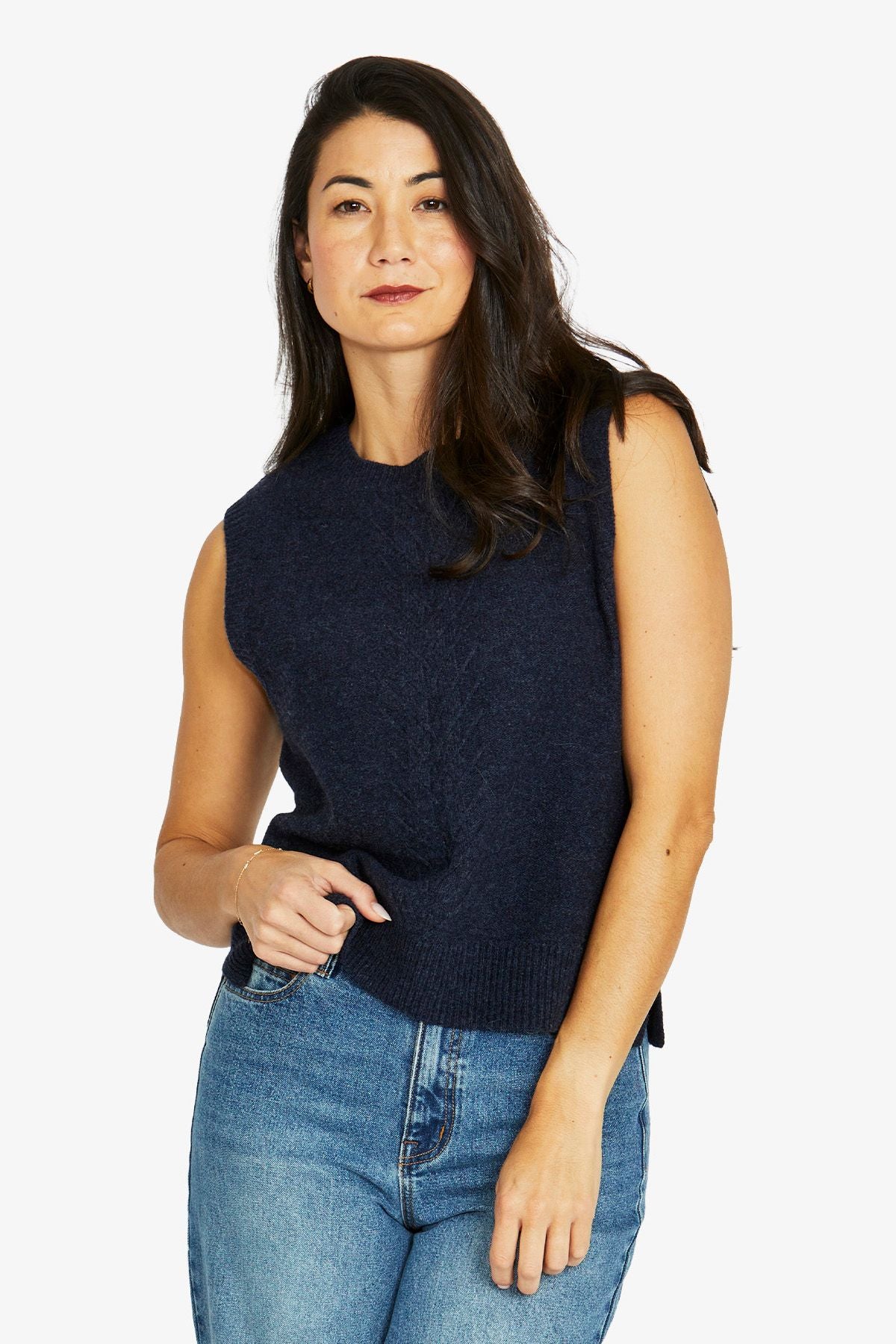 Womens Reverse Jersey Vest Navy 60611069a