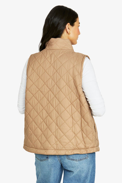 Womens Reversible Quilted Vest Beige 606j4011a