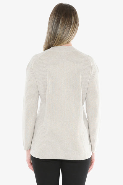 Rib Tunic Pullover in Stone Marle