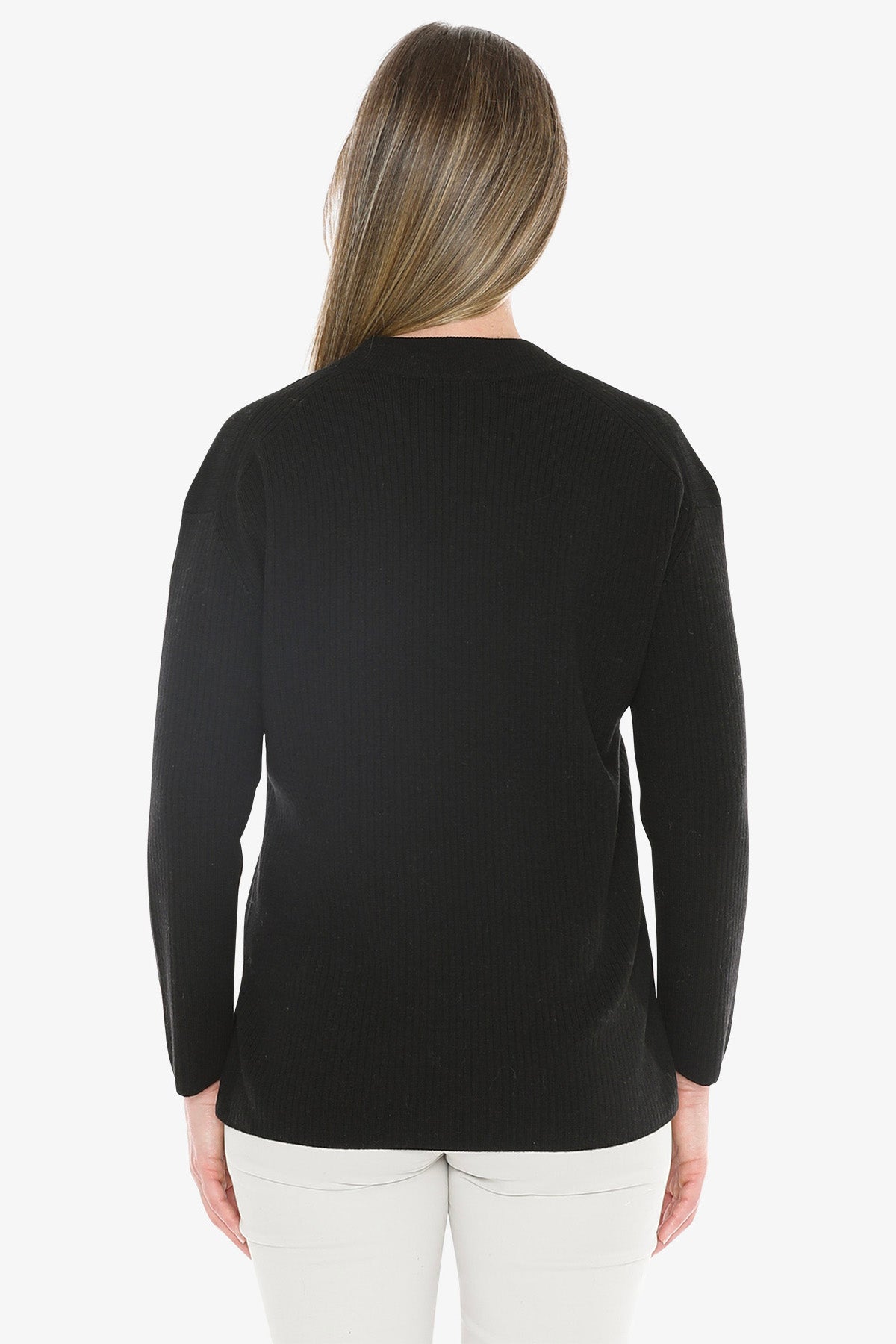 Rib Tunic Pullover in Black
