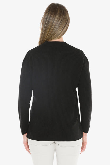 Rib Tunic Pullover in Black