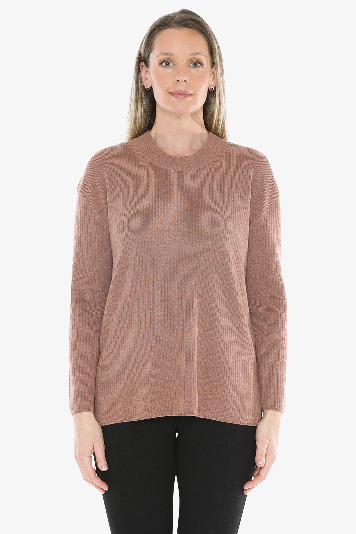 Rib Tunic Pullover in Clay