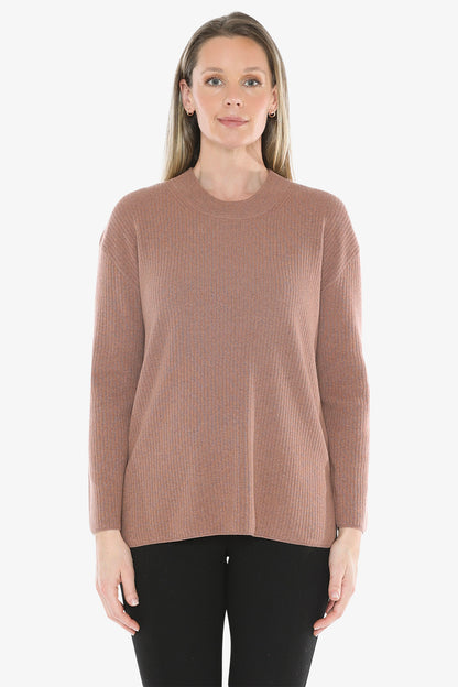 Rib Tunic Pullover in Clay