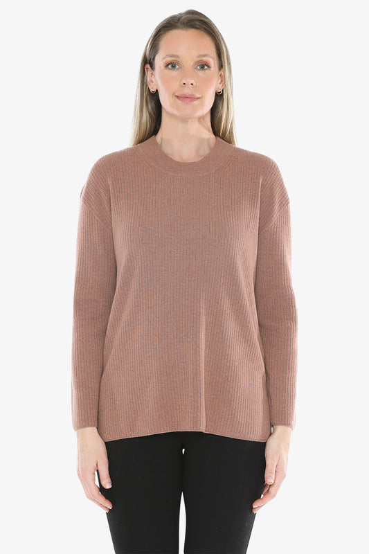 Rib Tunic Pullover in Clay
