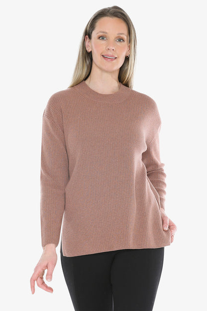 Rib Tunic Pullover in Clay
