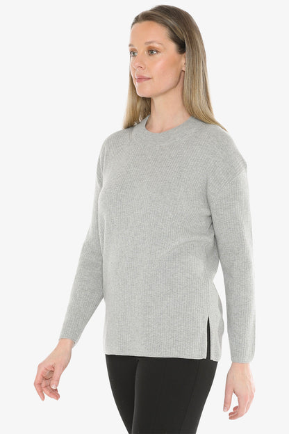 Rib Tunic Pullover in Grey Marle