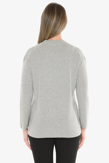 Rib Tunic Pullover in Grey Marle
