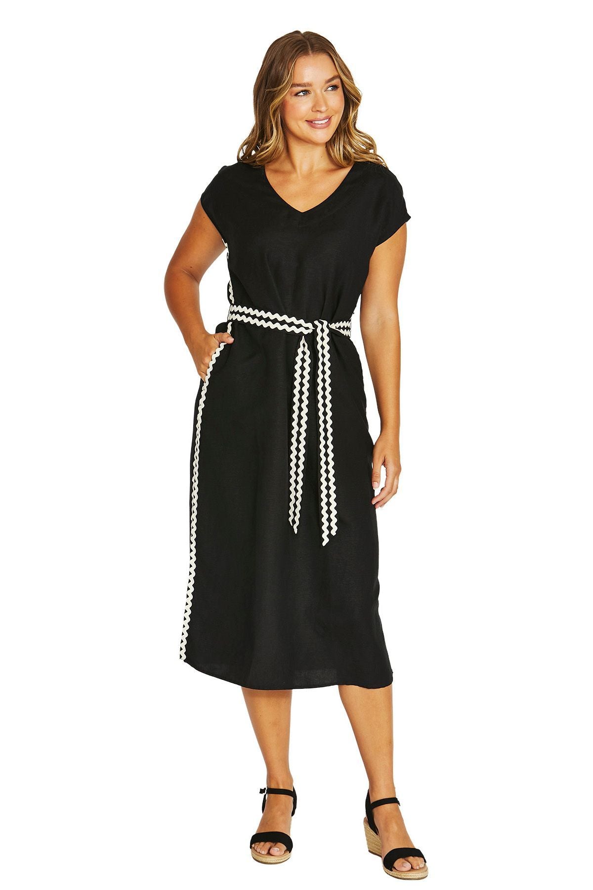 Womens Ric Rac Detail Dress Black 616j5015a