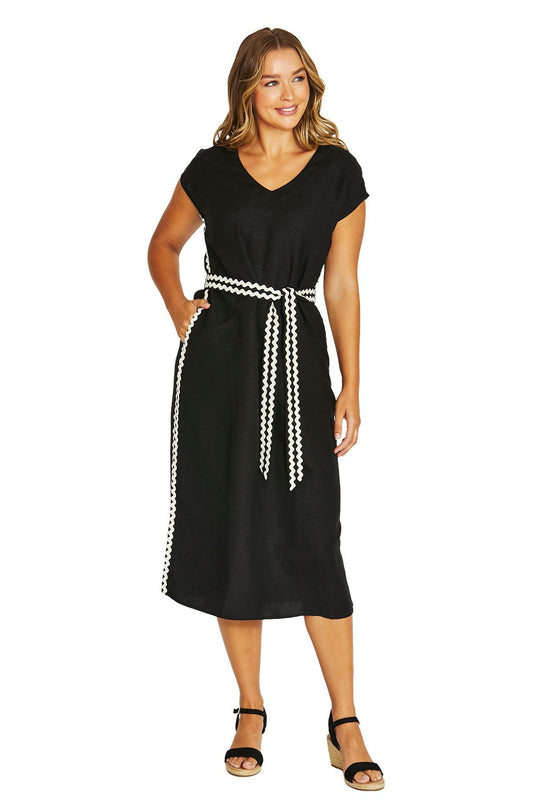 Womens Ric Rac Detail Dress Black 616j5015a