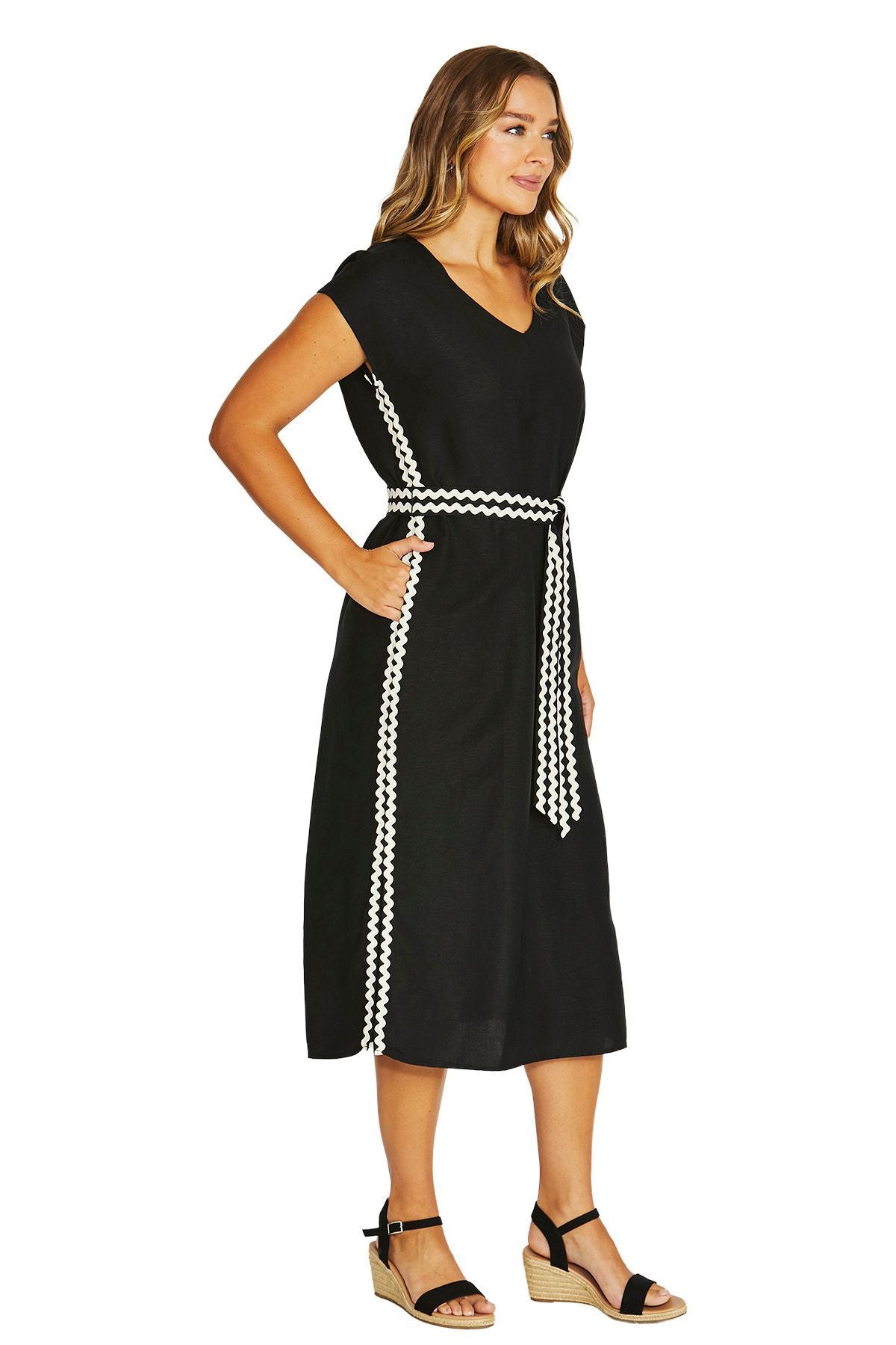 Womens Ric Rac Detail Dress Black 616j5015a