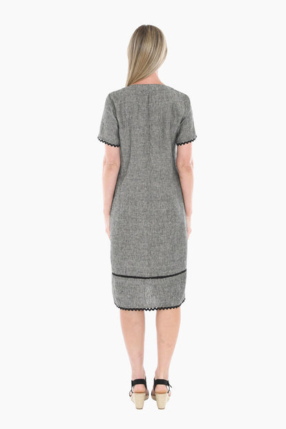 Womens Ric Rac Ss Shift Dress Grey 596j5101a