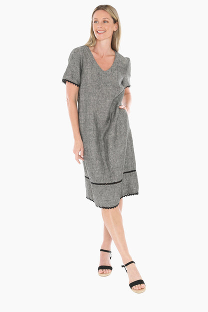 Womens Ric Rac Ss Shift Dress Grey 596j5101a