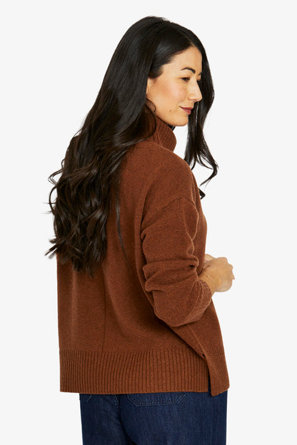 Womens Roll Nk Pkt Pullover Brown 60611009a