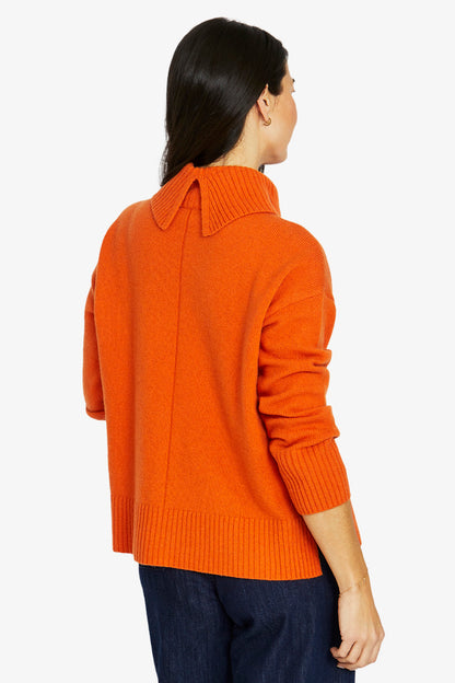 Womens Roll Nk Pkt Pullover Orange 60611009a