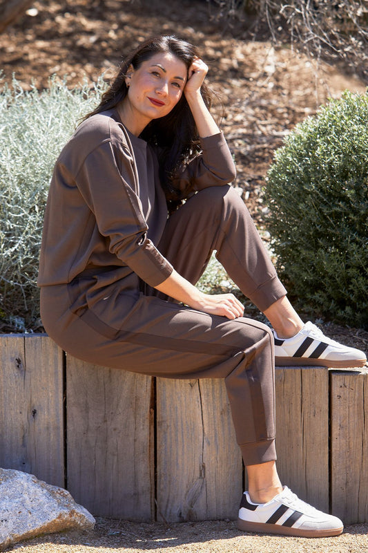 Womens Satin Trim Lounge Pant Brown 60617019a