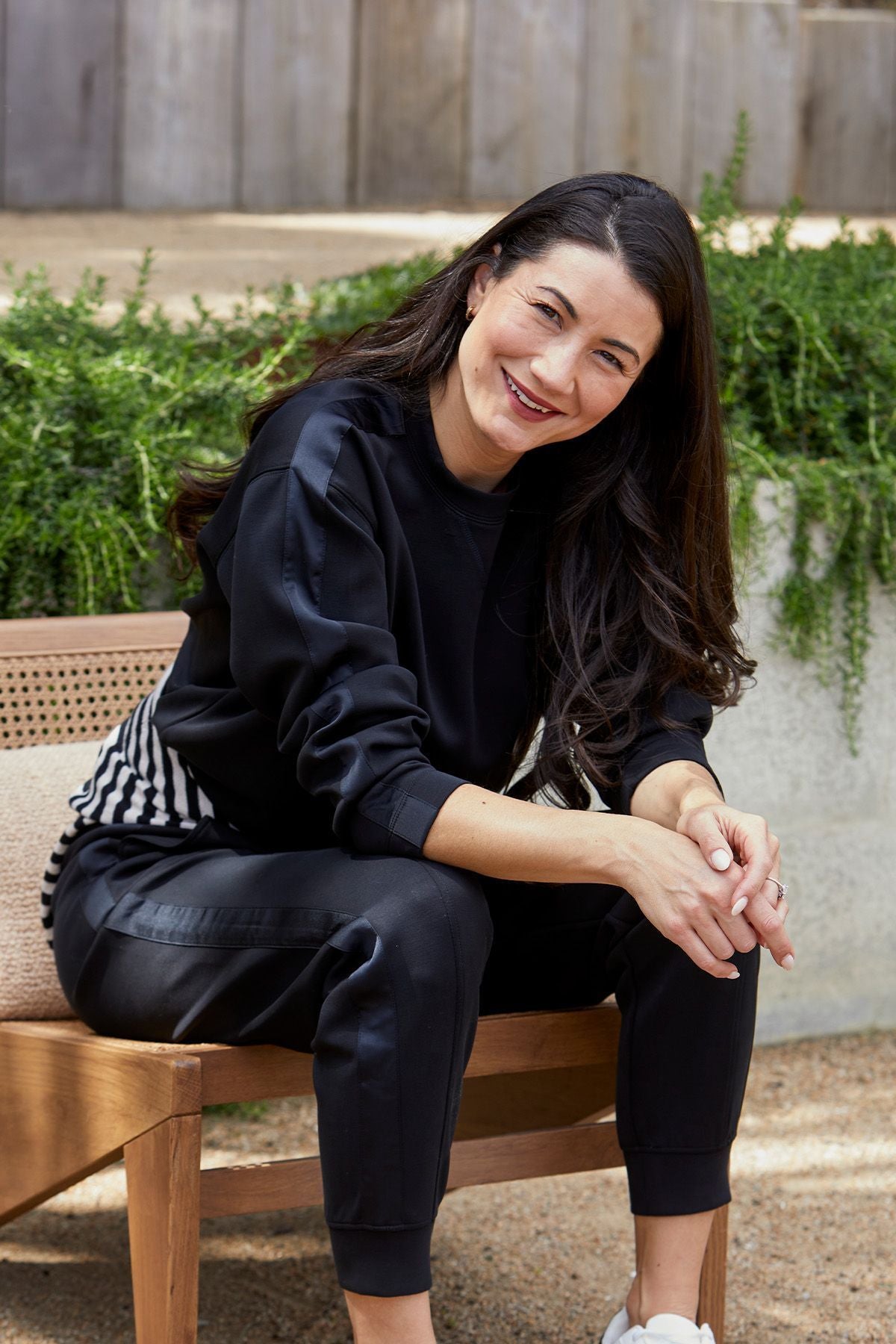 Womens Satin Trim Lounge Top Black 60612020a