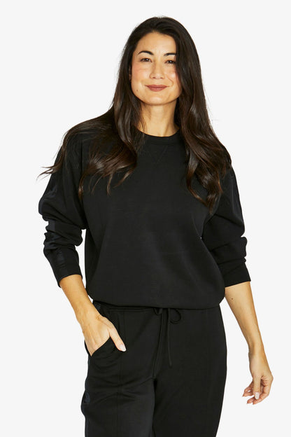 Womens Satin Trim Lounge Top Black 60612020a