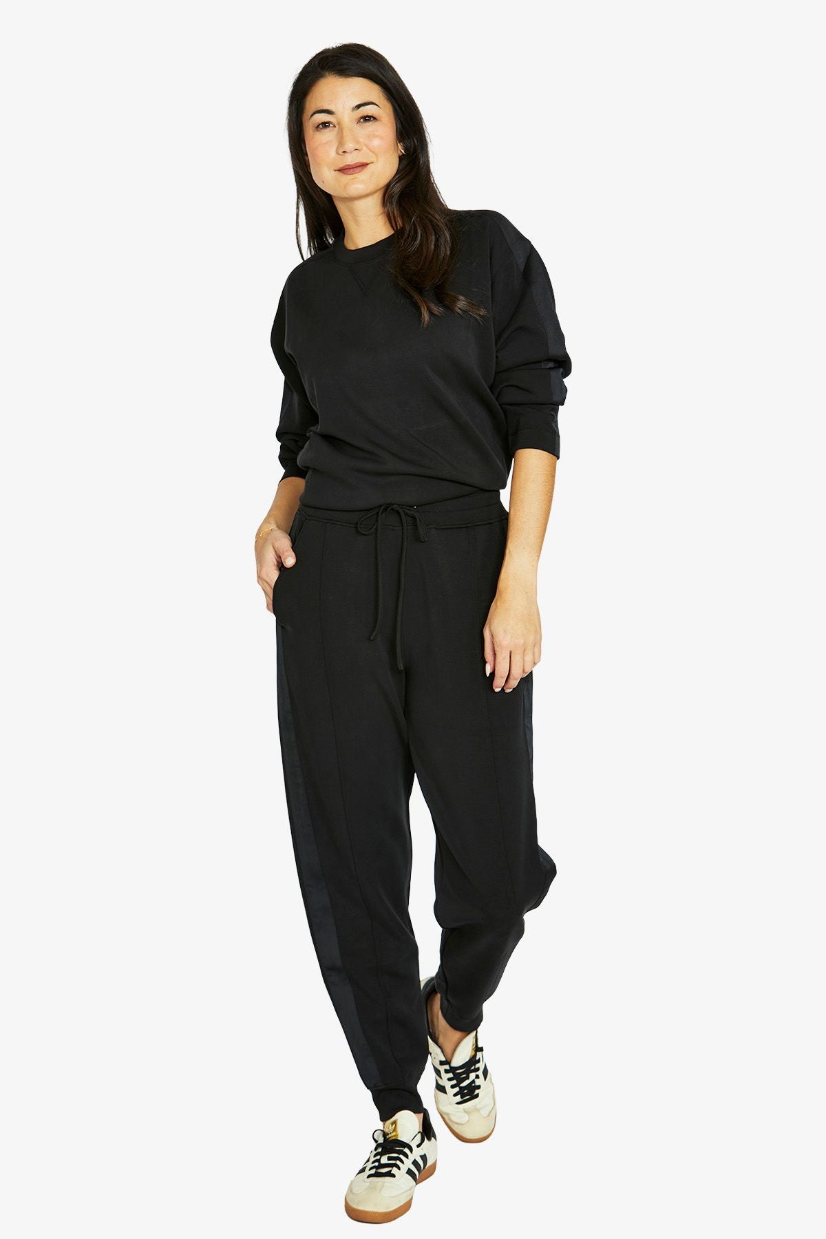 Womens Satin Trim Lounge Top Black 60612020a