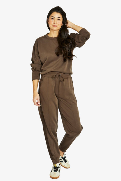 Womens Satin Trim Lounge Top Brown 60612020a