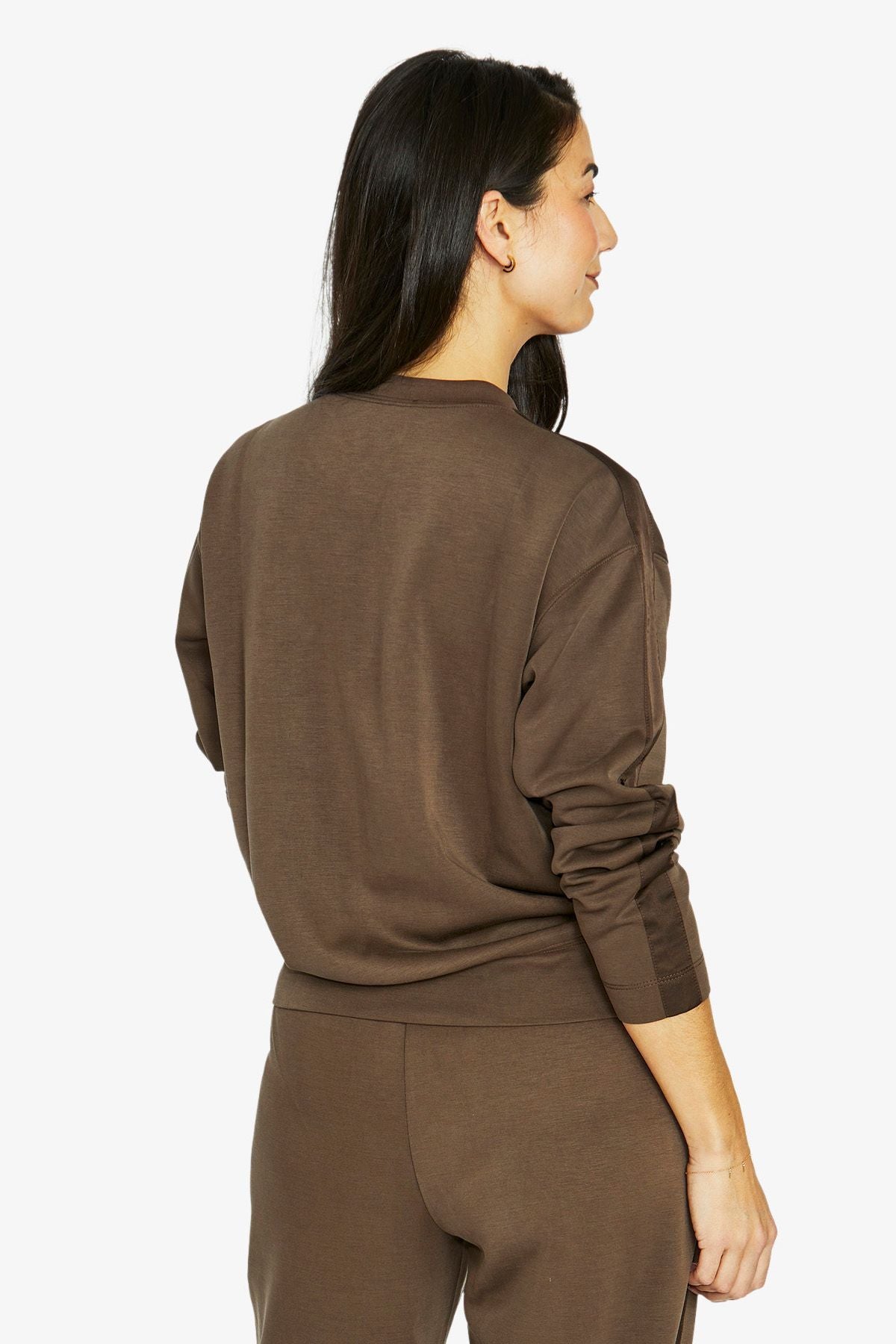 Womens Satin Trim Lounge Top Brown 60612020a