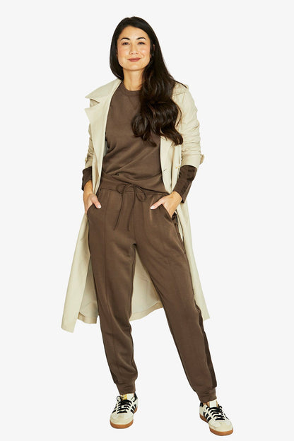 Womens Satin Trim Lounge Top Brown 60612020a