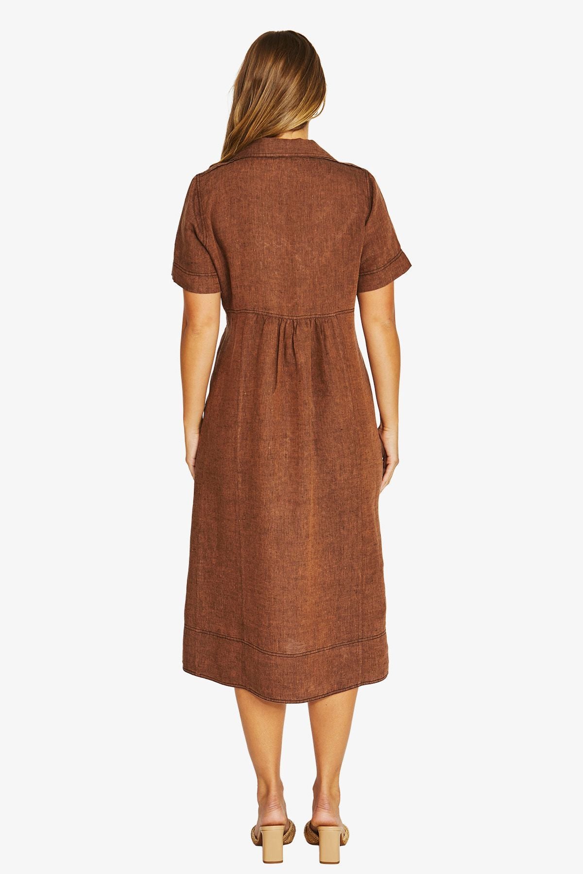 Womens Seam Detail Shirt Dress Brown 616j5100a
