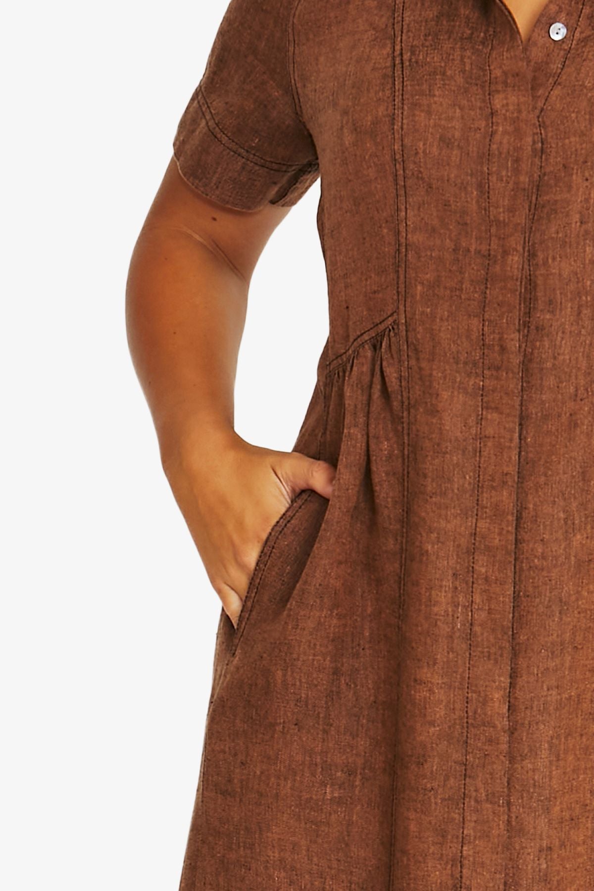 Womens Seam Detail Shirt Dress Brown 616j5100a