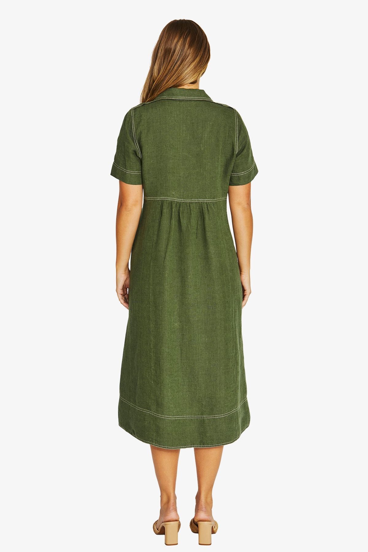 Womens Seam Detail Shirt Dress Green 616j5100a