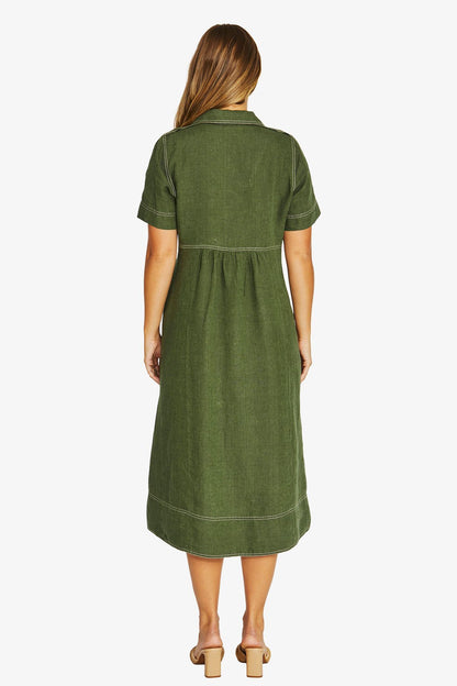 Womens Seam Detail Shirt Dress Green 616j5100a