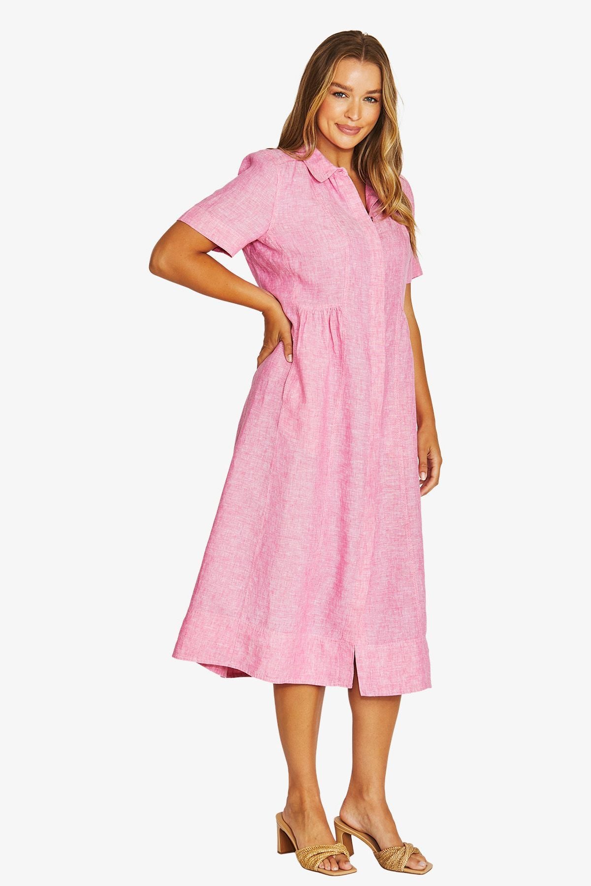 Womens Seam Detail Shirt Dress Pink 616j5100a
