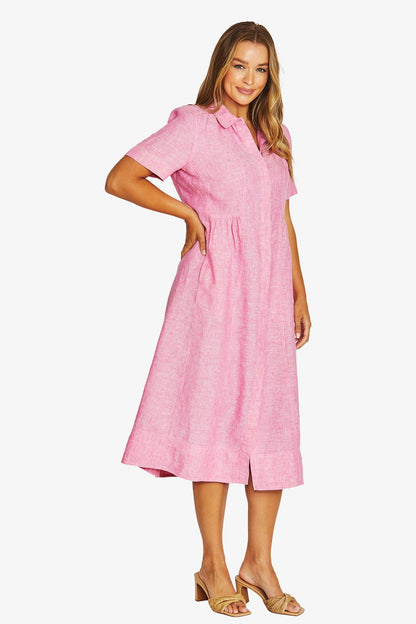 Womens Seam Detail Shirt Dress Pink 616j5100a