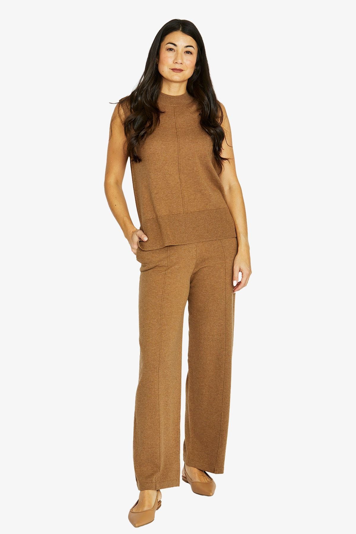 Womens Seam Detail Vest Brown 60611012a