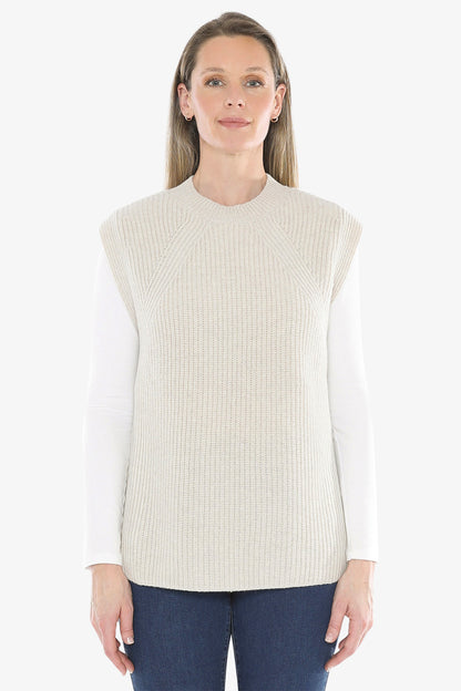 Shaker Stitch Vest in Oat