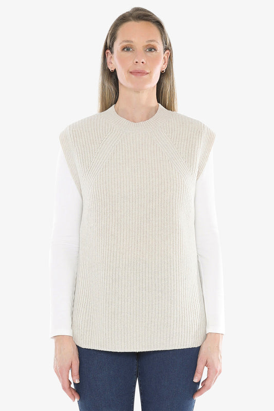 Shaker Stitch Vest in Oat