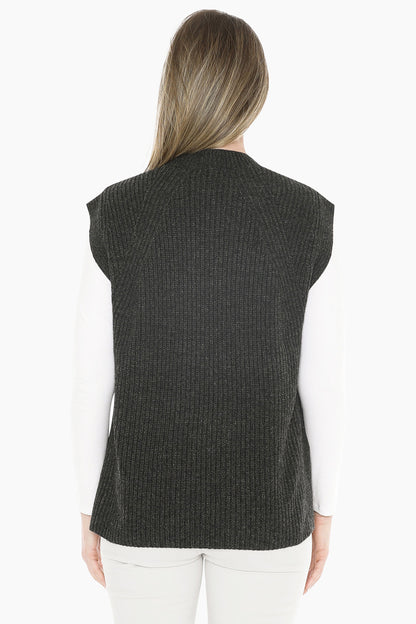 Shaker Stitch Vest in Charcoal