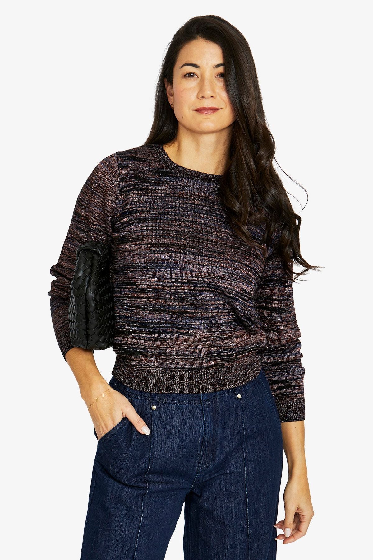 Womens Shimmer Stripe Pullover Multicolor 60611036a