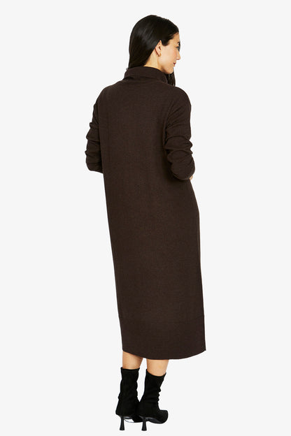 Womens Side Button Dress Brown 60615030a