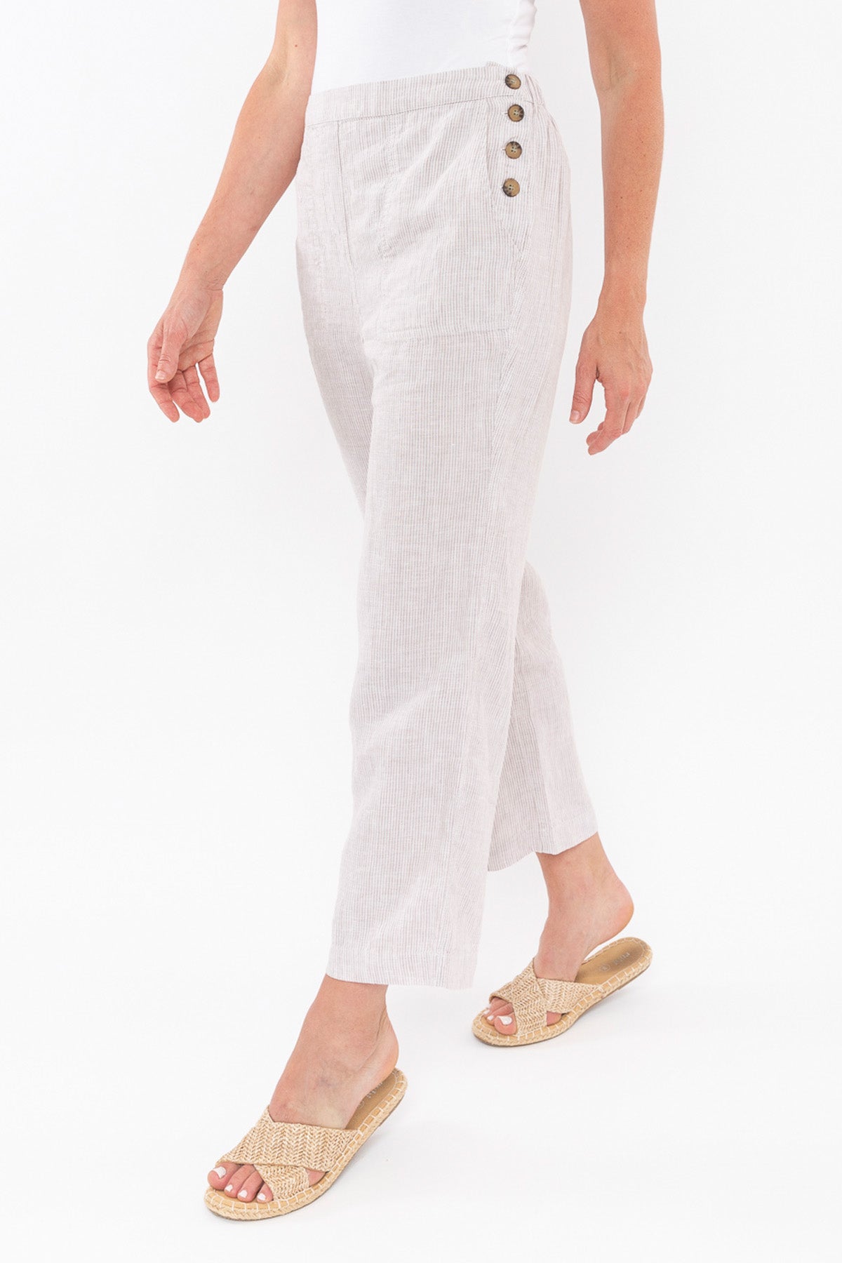 Side Button Stripe Pant