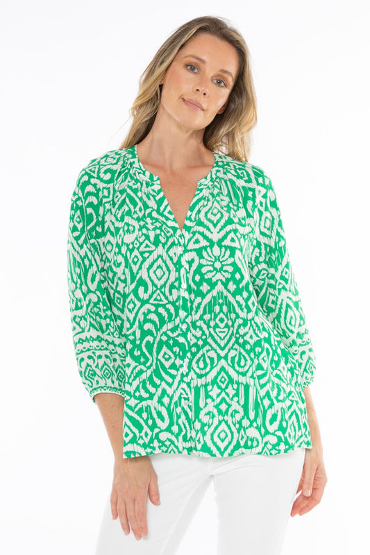 Sketch Ikat Shirt in Green