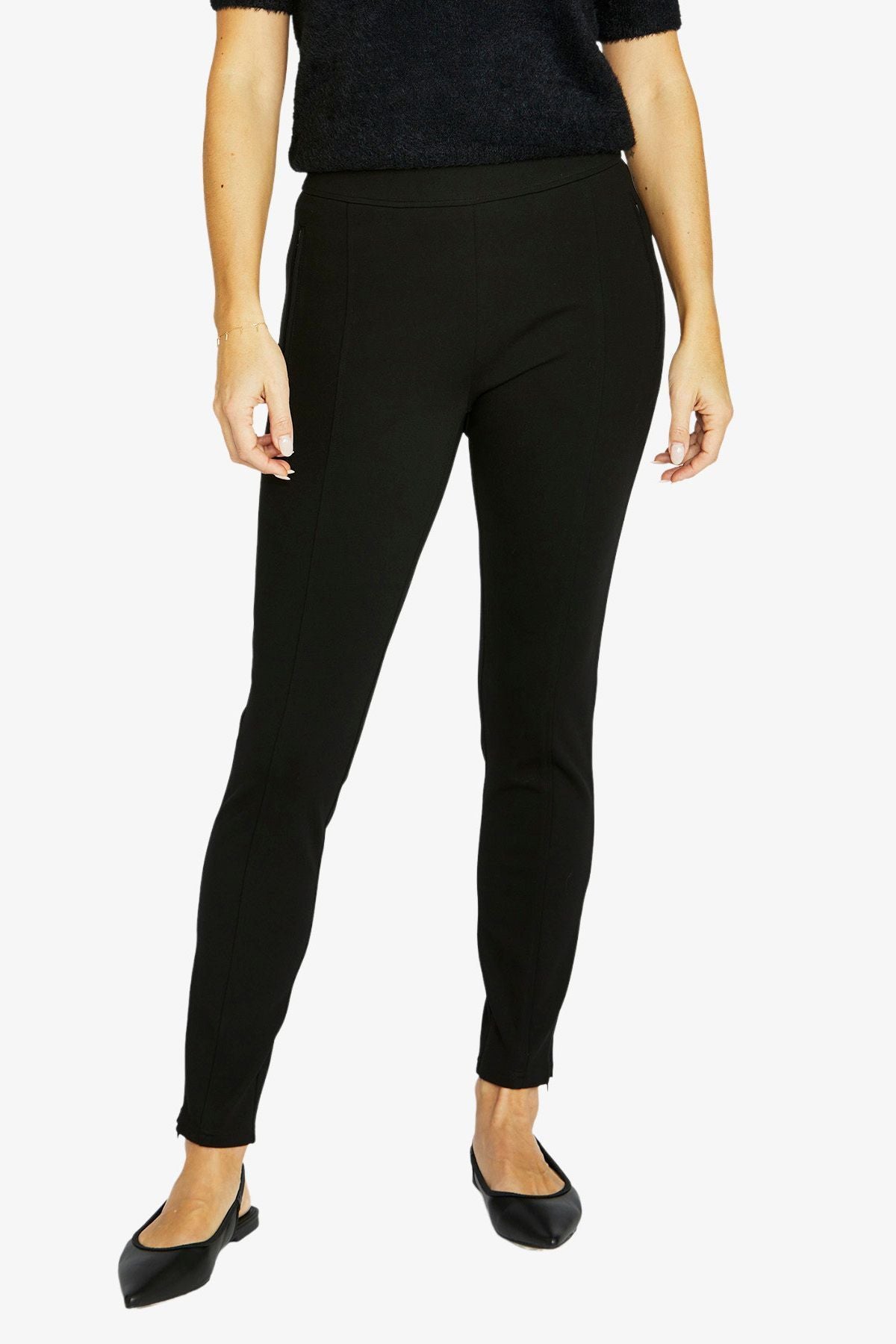 Womens Slim Zip Ponte Pant Black 60617003a