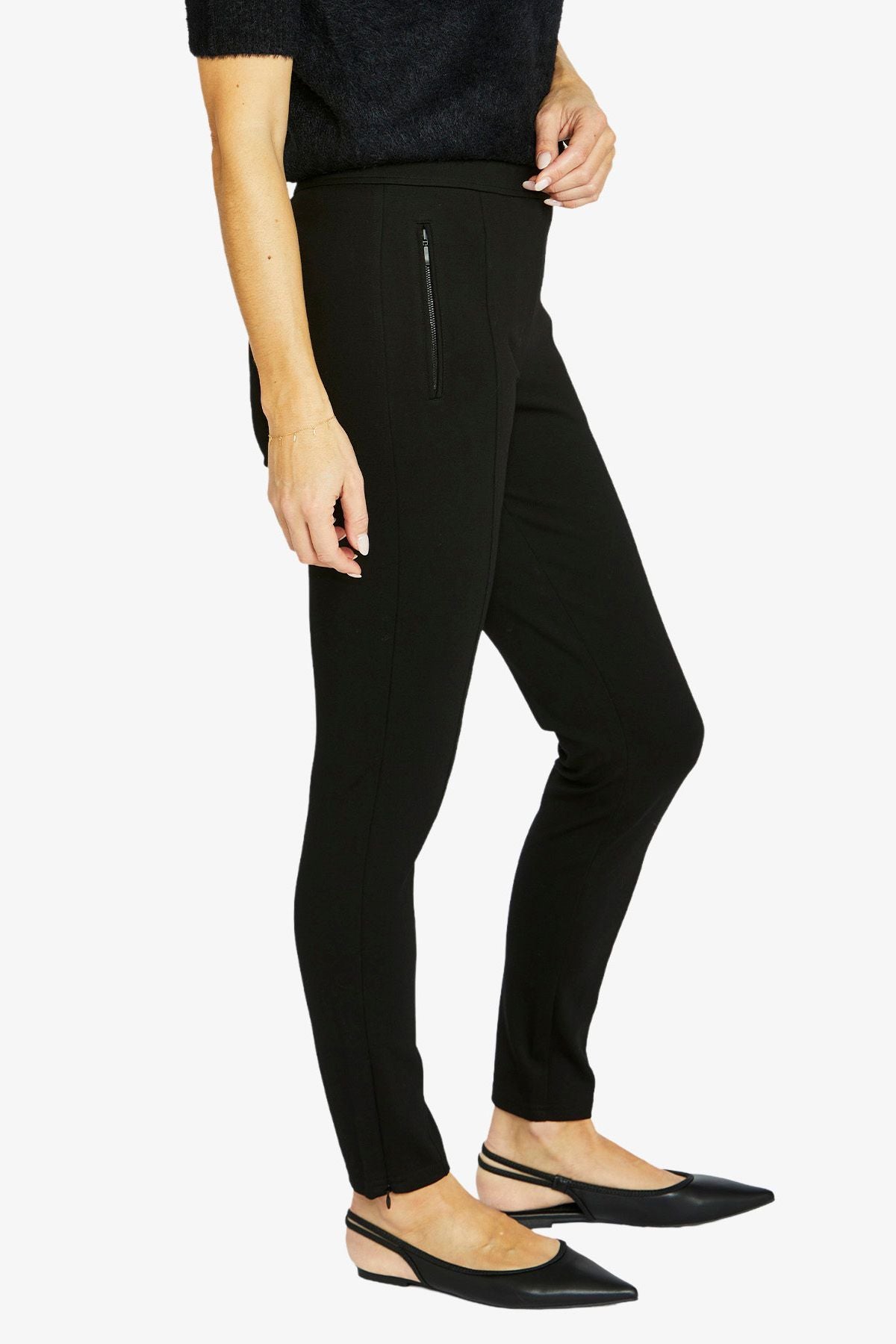 Womens Slim Zip Ponte Pant Black 60617003a