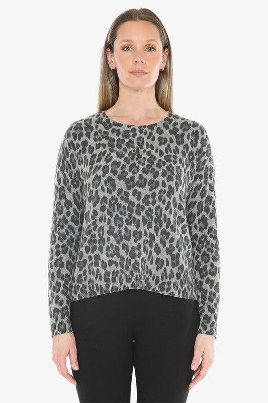 Snow Leopard Knit Pullover in Multi