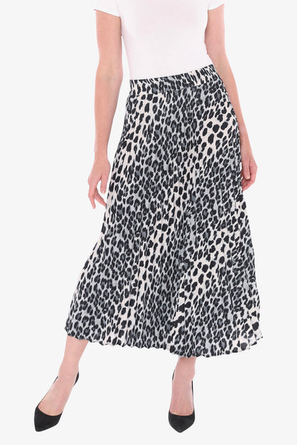 Snow Leopard Pleated Skirt in Multi