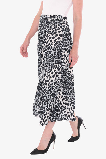 Snow Leopard Pleated Skirt in Multi
