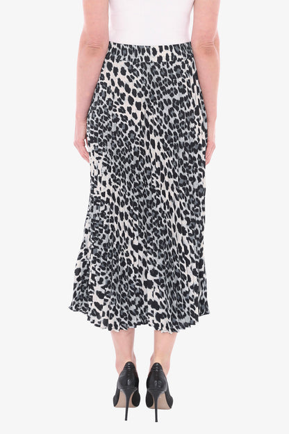 Snow Leopard Pleated Skirt in Multi
